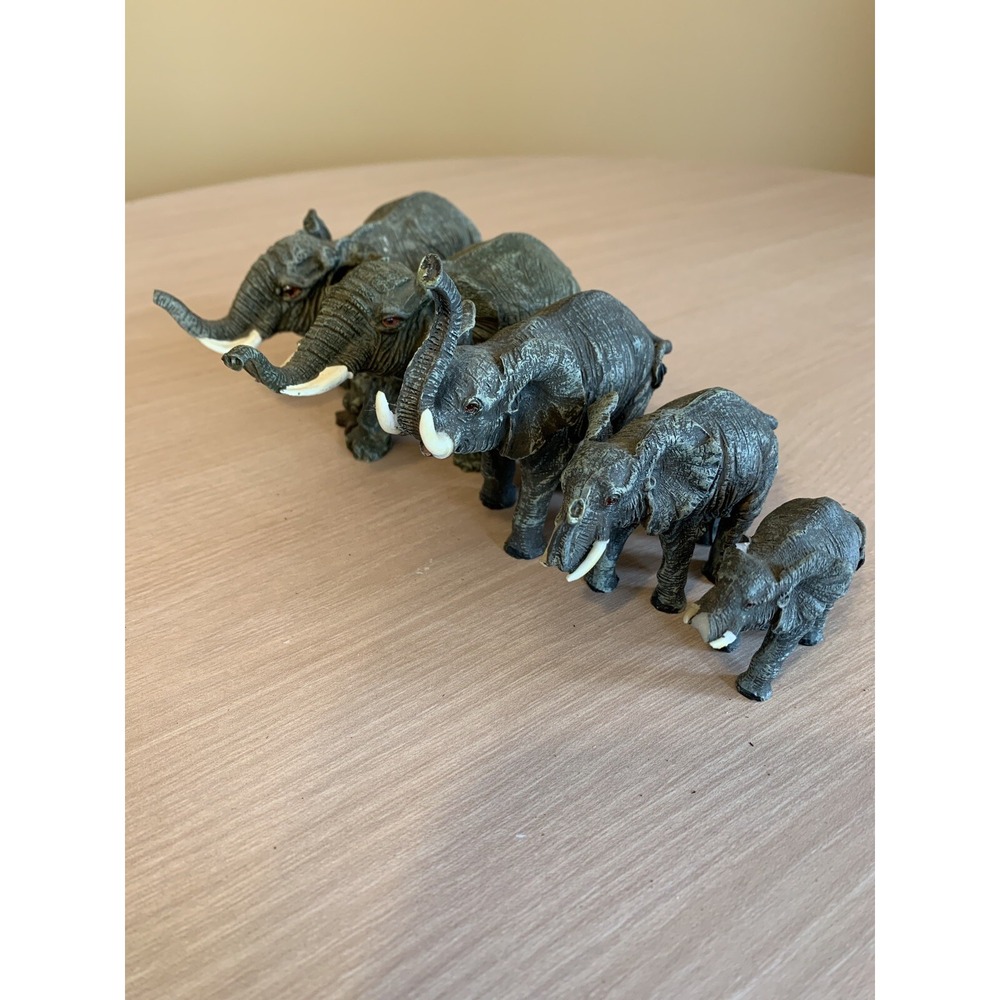 5 Generations of Elephant Figurines Resin Wildlife Animal Decor Set of 5